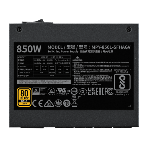 850W Cooler Master V SFX Gold 850 ATX3.1 Modular 80 Plus Gold PSU
