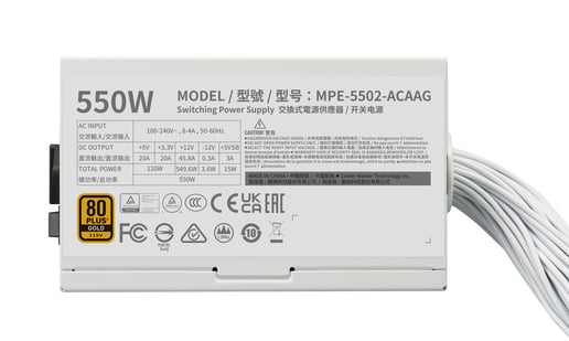 550W Cooler Master MWE Gold V3 White Edition 80 Plus Gold PSU