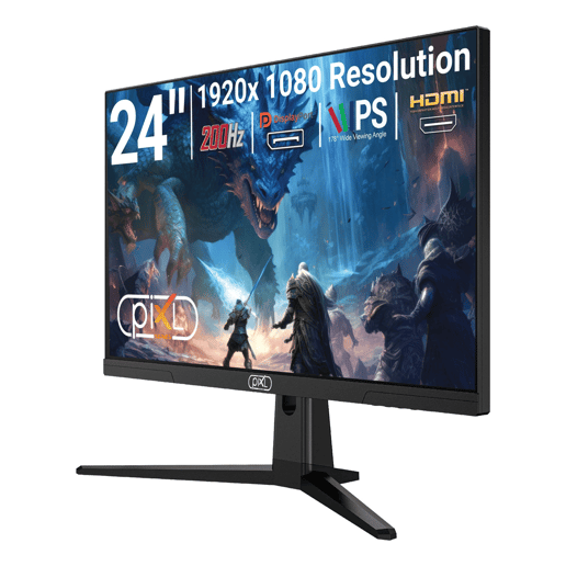 piXL X-Series GS24IDPHA 24.5 Inch Full HD IPS Gaming Monitor with 200Hz Refresh Rate, 1920 x 1080 Resolution, 0.5ms Response Time, HDMI 2.0 & DisplayPort 1.4