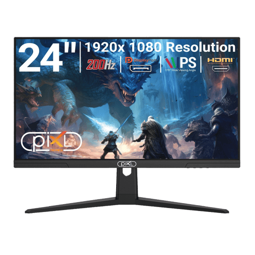 piXL X-Series GS24IDPHA 24.5 Inch Full HD IPS Gaming Monitor with 200Hz Refresh Rate, 1920 x 1080 Resolution, 0.5ms Response Time, HDMI 2.0 & DisplayPort 1.4