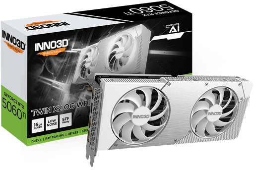INNO3D GeForce RTX 5060 Ti Twin X2 WHITE OC 16GB GDDR7 Graphics Card