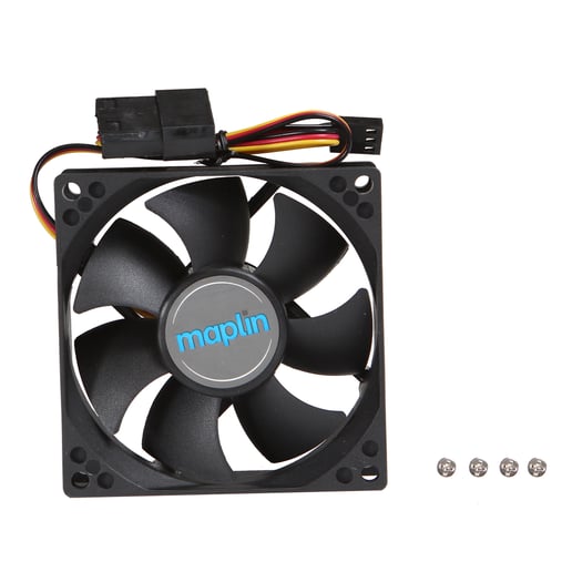 Maplin 80mm Black Chassis Fan with 3Pin+4Pin Male-Female Connector