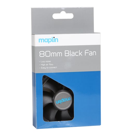 Maplin 80mm Black Chassis Fan with 3Pin+4Pin Male-Female Connector