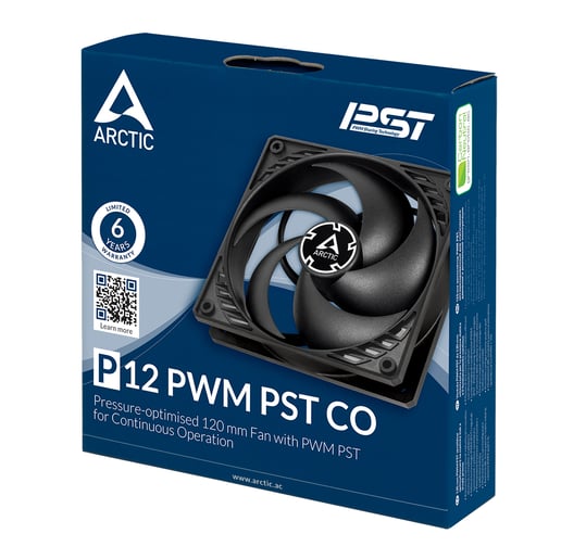 Arctic P12 PWM PST CO 120mm Chassis Fan for Continuous Operation in Black