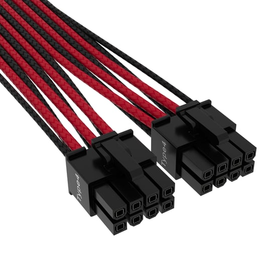 Corsair Premium Individually Sleeved 600W PCIe Gen5 12VHPWR PSU Cable in Black and Red