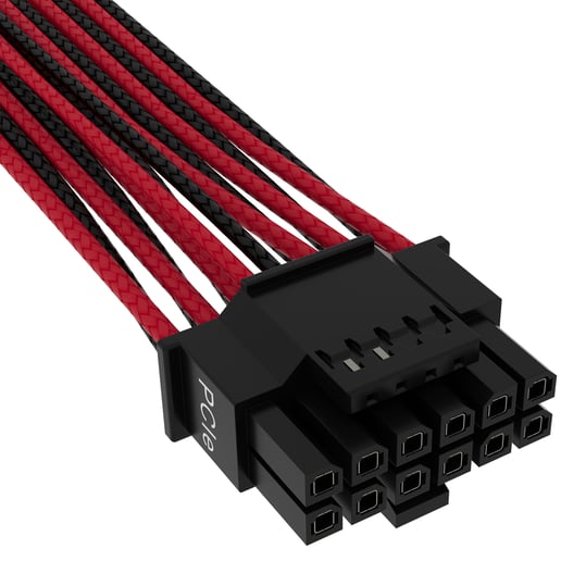Corsair Premium Individually Sleeved 600W PCIe Gen5 12VHPWR PSU Cable in Black and Red