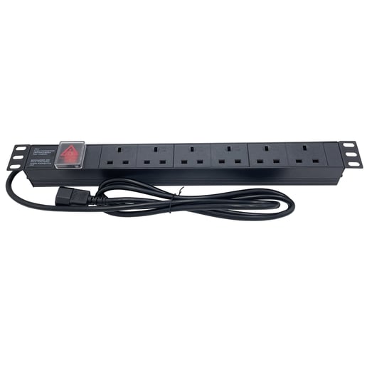 Powercool 1U 6-Way PDU, Horizontal Type, UK Sockets, C14 Connector