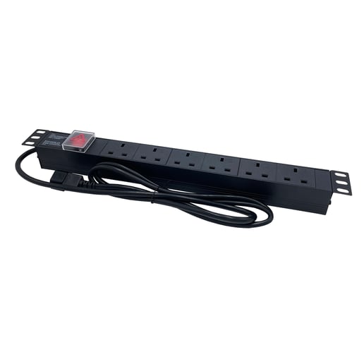 Powercool 1U 6-Way PDU, Horizontal Type, UK Sockets, C14 Connector