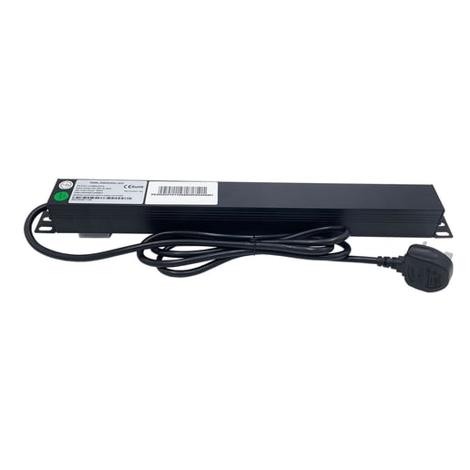 Powercool 1U 6-Way PDU, Horizontal Type, UK Sockets, Surge Protected, 1x LED