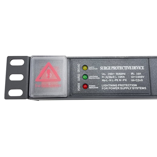 Powercool 1U 6-Way PDU, Horizontal Type, UK Sockets, Surge Protected, 3x LED