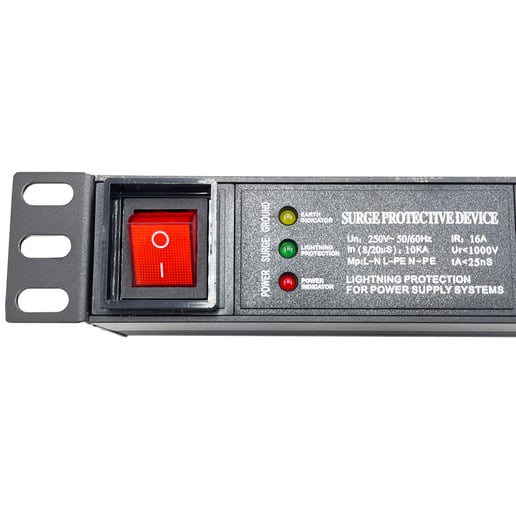 Powercool 1U 6-Way PDU, Horizontal Type, UK Sockets, Surge Protected, 3x LED
