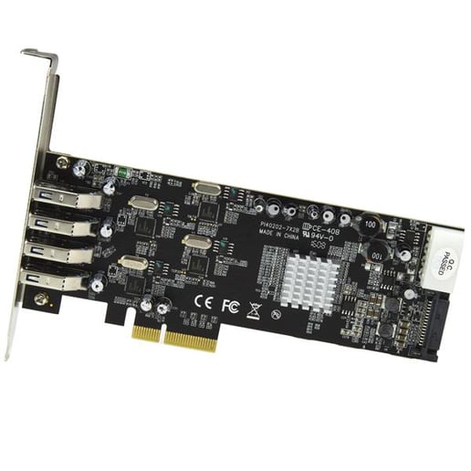 StarTech.com 4 Port Quad Bus PCI Express (PCIe) SuperSpeed USB 3.0 Card Adaptor with UASP - SATA/LP4 Power
