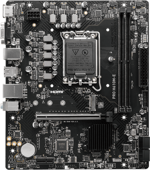MSI PRO H610M-E mATX Motherboard for Intel LGA1700 CPUs