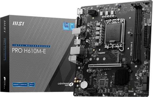 MSI PRO H610M-E mATX Motherboard for Intel LGA1700 CPUs