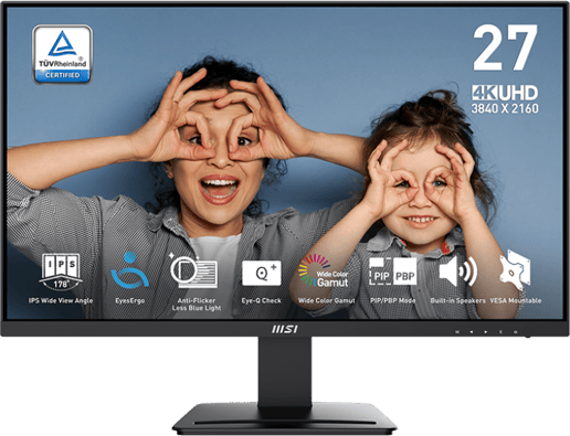 MSI PRO MP273U 27" 4K Monitor - IPS, 60Hz, 4ms, Speakers, HDMI, DP