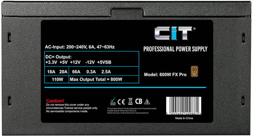 CiT FX Pro 800W Power Supply 80 Plus Bronze