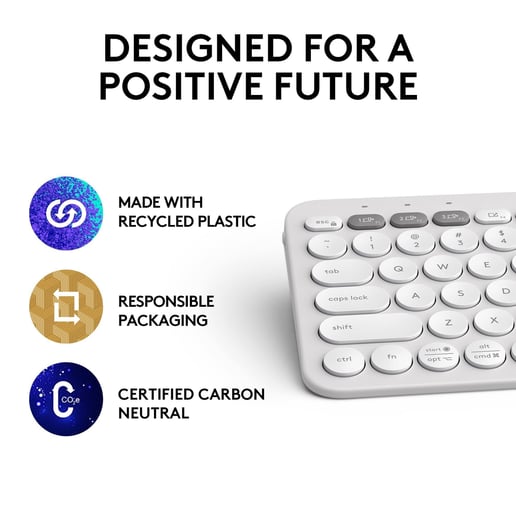 Logitech Pebble Keys 2 K380s Wireless Keyboard - Tonal White