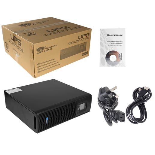 Powercool Smart UPS, Rackmount, 2000VA, 1600W, 2x UK, 3x IEC