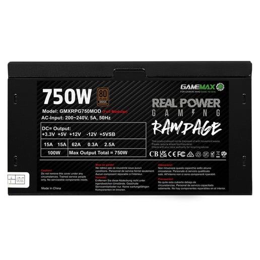 750W GameMax RPG Rampage Modular 80 Plus Bronze PSU