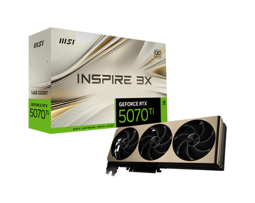 MSI GeForce RTX 5070 Ti INSPIRE 3X OC 16GB GDDR7 Graphics Card