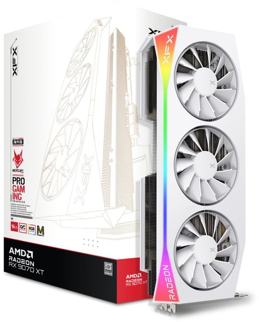 XFX Radeon RX 9070 XT Mercury White Magnetic Air OC 16GB GDDR6 Graphics Card