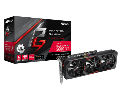 ASRock Radeon RX 5600 XT Phantom Edition OC 6GB Graphics Card