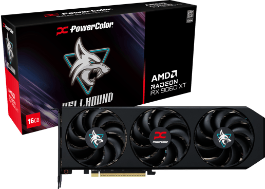 PowerColor Radeon RX 9060 XT HellHound OC 16GB GDDR6 Graphics Card