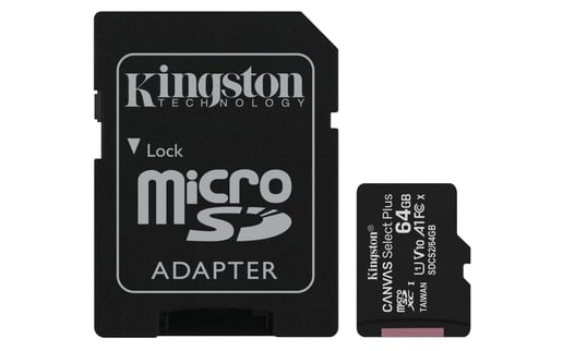 64GB Kingston Canvas Select Plus UHS-1 (U1) microSD Card & Adaptor 