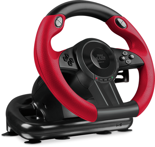 SPEEDLINK Trailblazer Vibration Effect Racing Wheel with Pedals for Microsoft Xbox One and PS4/PS3/PC, Black/Red