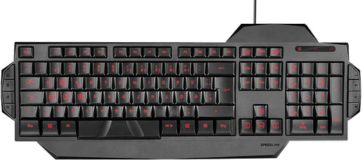 SPEEDLINK Rapax Stealth Compact Red LED Illumination Gaming Keyboard, UK Layout (Black)