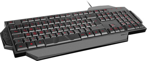 SPEEDLINK Rapax Stealth Compact Red LED Illumination Gaming Keyboard, UK Layout (Black)