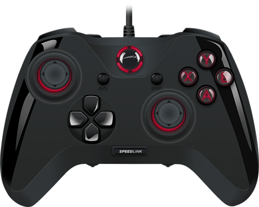 SPEEDLINK Quinox Pro USB PC Gamepad with Dual Analogue Sticks & Vibration Effect, Black/Red