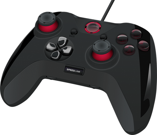 SPEEDLINK Quinox Pro USB PC Gamepad with Dual Analogue Sticks & Vibration Effect, Black/Red