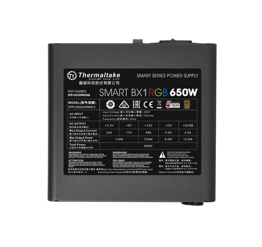 Thermaltake Smart BX1 RGB 650W Power Supply 80 Plus Bronze