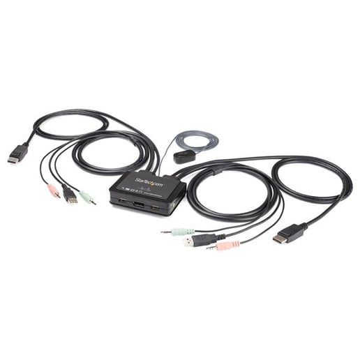 StarTech.com 2 Port DisplayPort KVM Switch with Built-In Cables