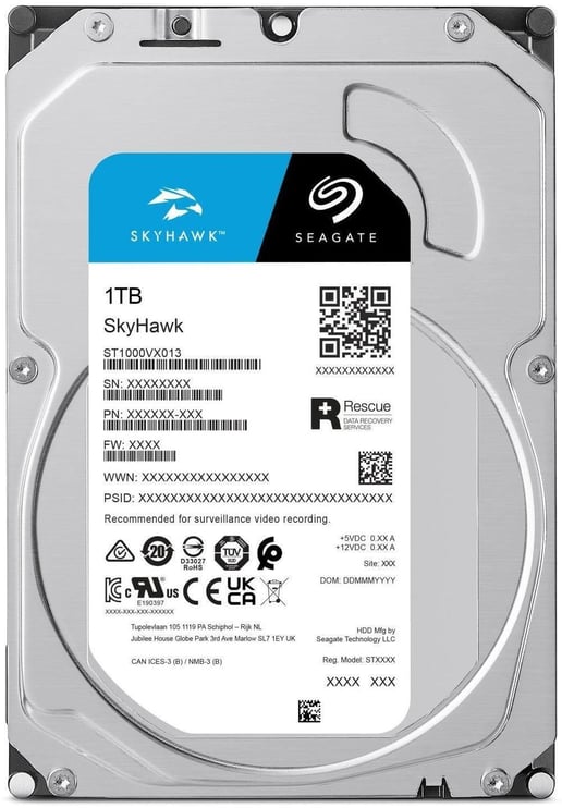 1TB Seagate SkyHawk 3.5" SATA III Hard Drive - 5400RPM, 256MB Cache