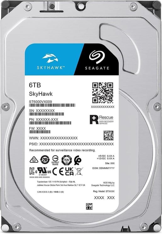 6TB Seagate SkyHawk 3.5" SATA III Hard Drive - 5400RPM, 256MB Cache