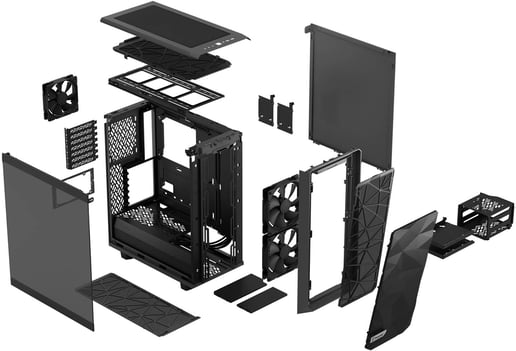 Fractal Design Meshify 2 Compact Mid Tower Gaming Case - Grey 