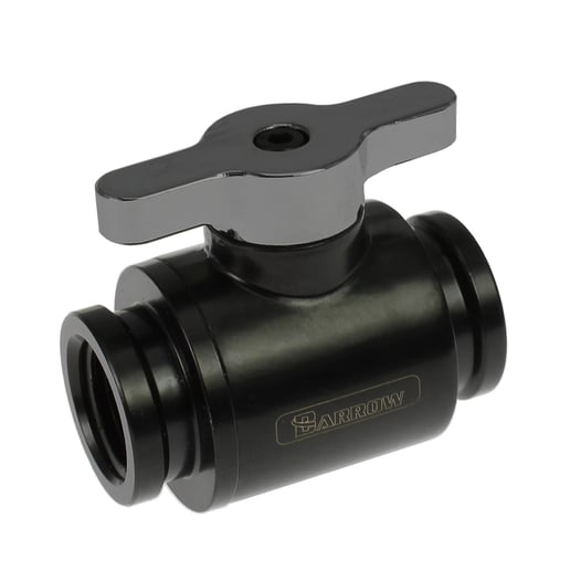 Barrow G1/4 Mini Ball Valve, Matt Silver Handle in Black