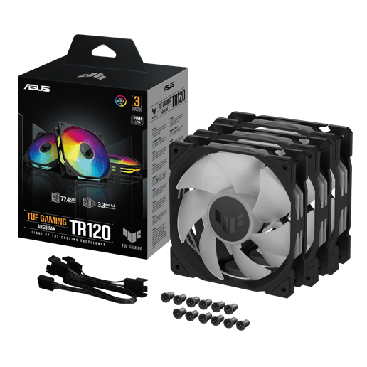 ASUS TUF Gaming TR120 ARGB 120mm PWM Triple Fan Pack in Black