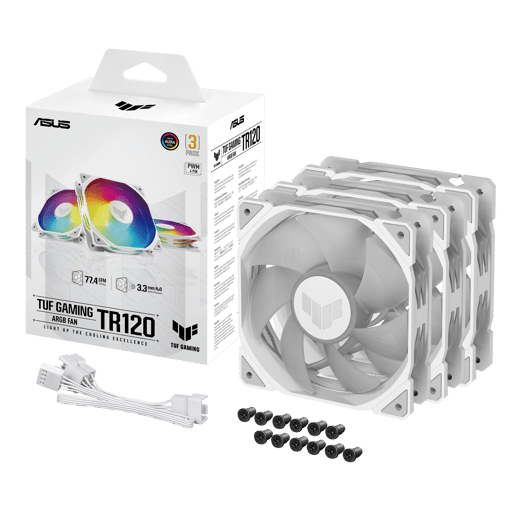 ASUS TUF Gaming TR120 ARGB 120mm PWM Triple Fan Pack in White