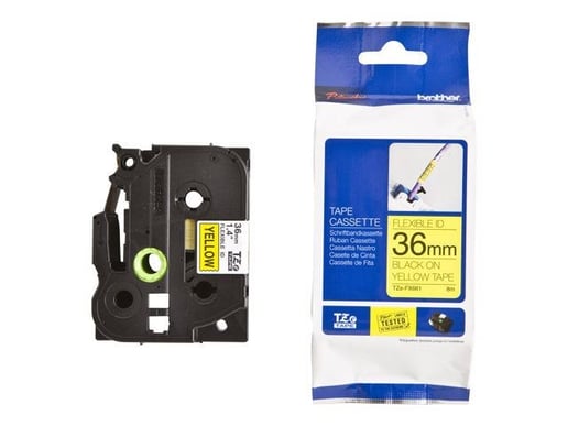 Brother P-touch TZe-FX661 (36mm x 8m) Black On Yellow Flexi Laminated Labelling Tape