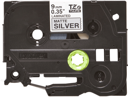 Brother P-touch TZe-M921 (9mm x 4m) Black On Silver Metallic Laminated Labelling Tape