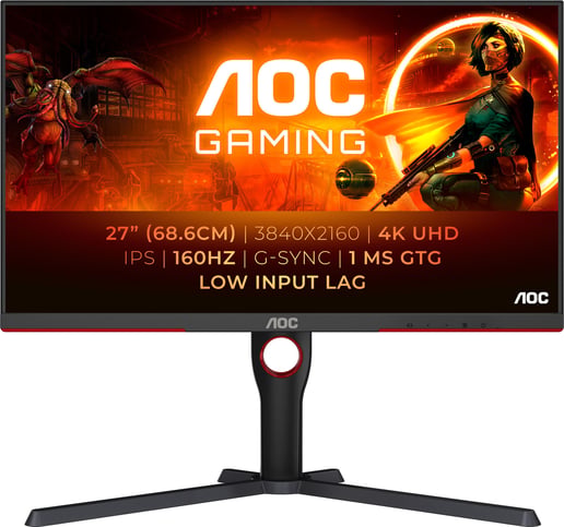 AOC U27G3X/BK 27" 4K Gaming Monitor - IPS, 400 nits, 160Hz, 1ms, HDMI, DP
