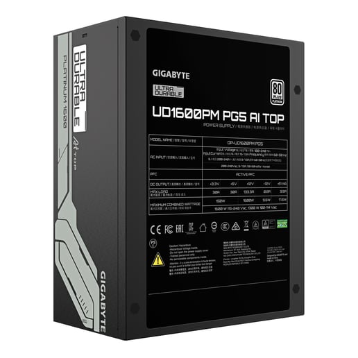 1600W Gigabyte UD1600PM PG5 AI TOP Modular 80 Plus Platinum PSU