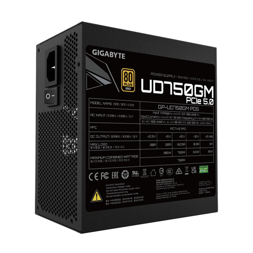 750W Gigabyte UD750GM PG5 Modular 80 Plus Gold PSU