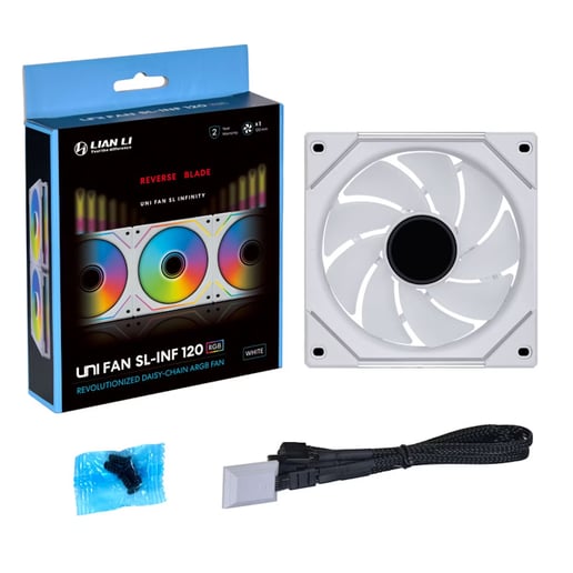 Lian Li UNI SL-INF REVERSE BLADE 120mm ARGB Chassis Fan in White