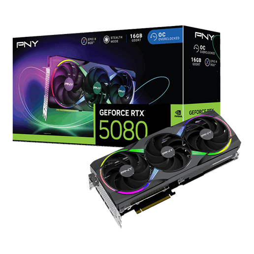PNY GeForce RTX 5080 EPIC-X OC 16GB GDDR7 Graphics Card