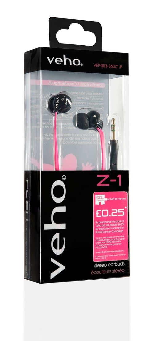 Veho Z-1 360 Noise Isolating Stereo Earphones - Pink