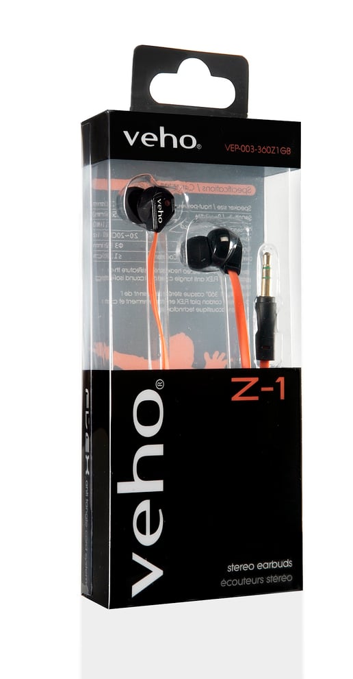 Veho Z-1 Stereo Noise Isolating Earphones (Black/Orange)